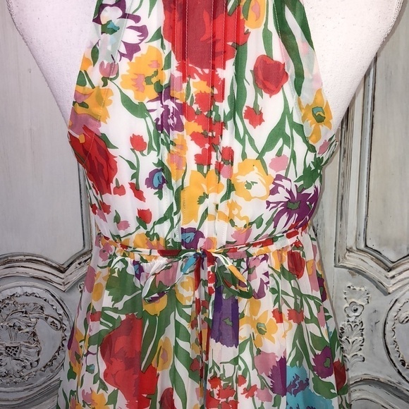 Twentyone Multi Colored Ruffle Front Button Down Cut in Sleeveless Dress S/S - Picture 7 of 10